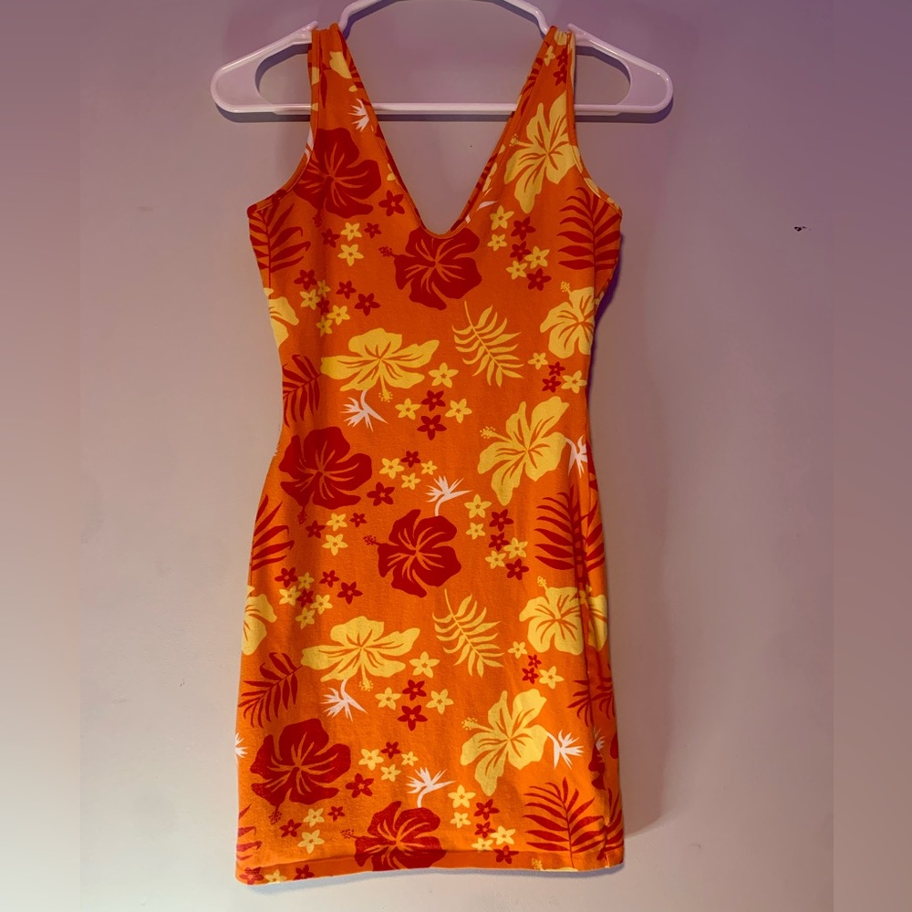 Wild Fable Orange floral tropical dress